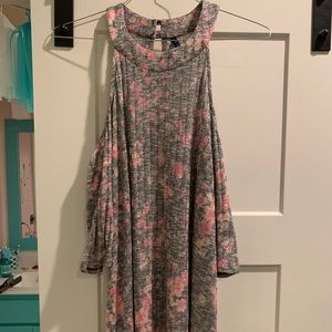 Pink floral off the shoulder dress